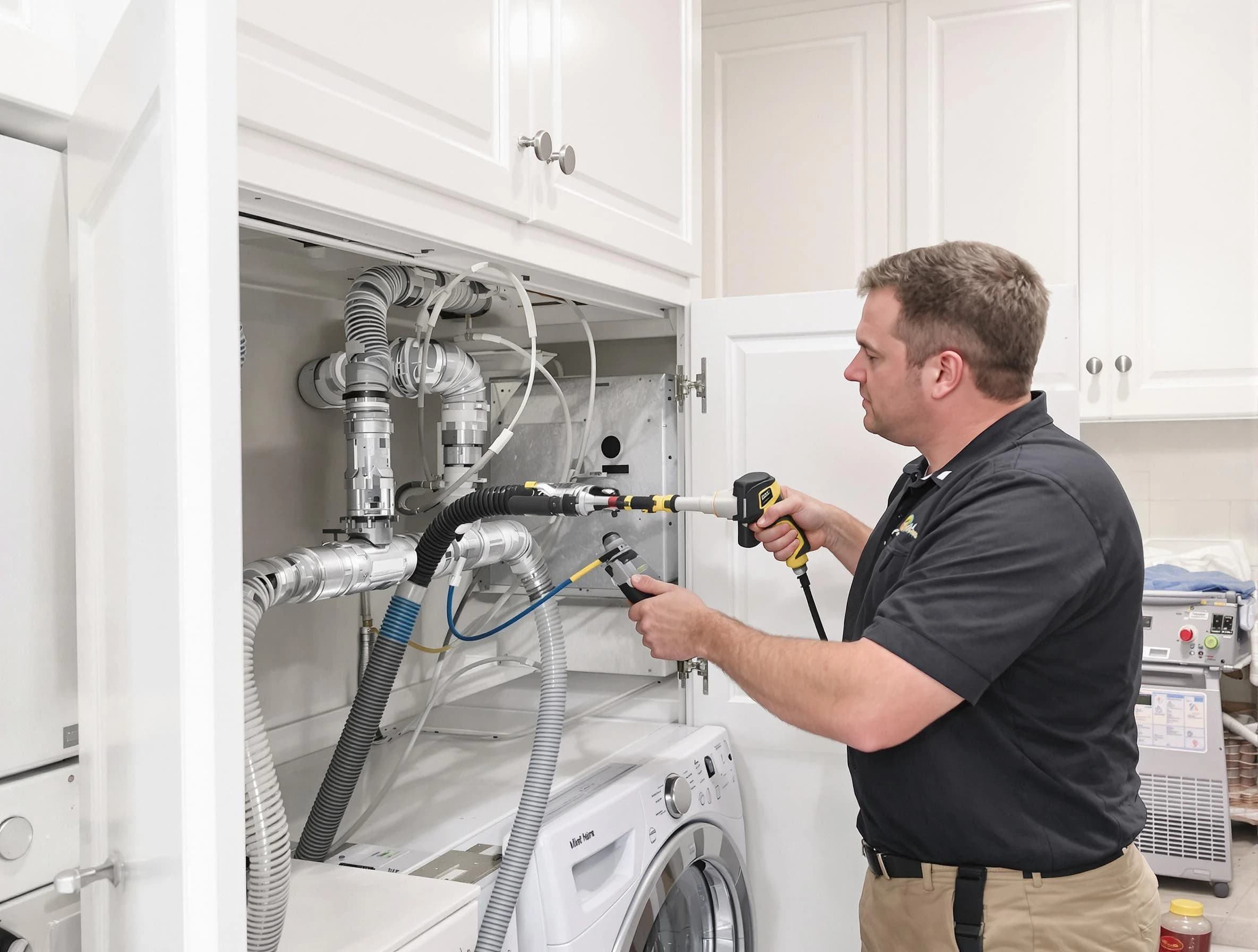 Conley Dryer Vent Cleaning professional removing severe blockage from a clogged dryer vent in Conley