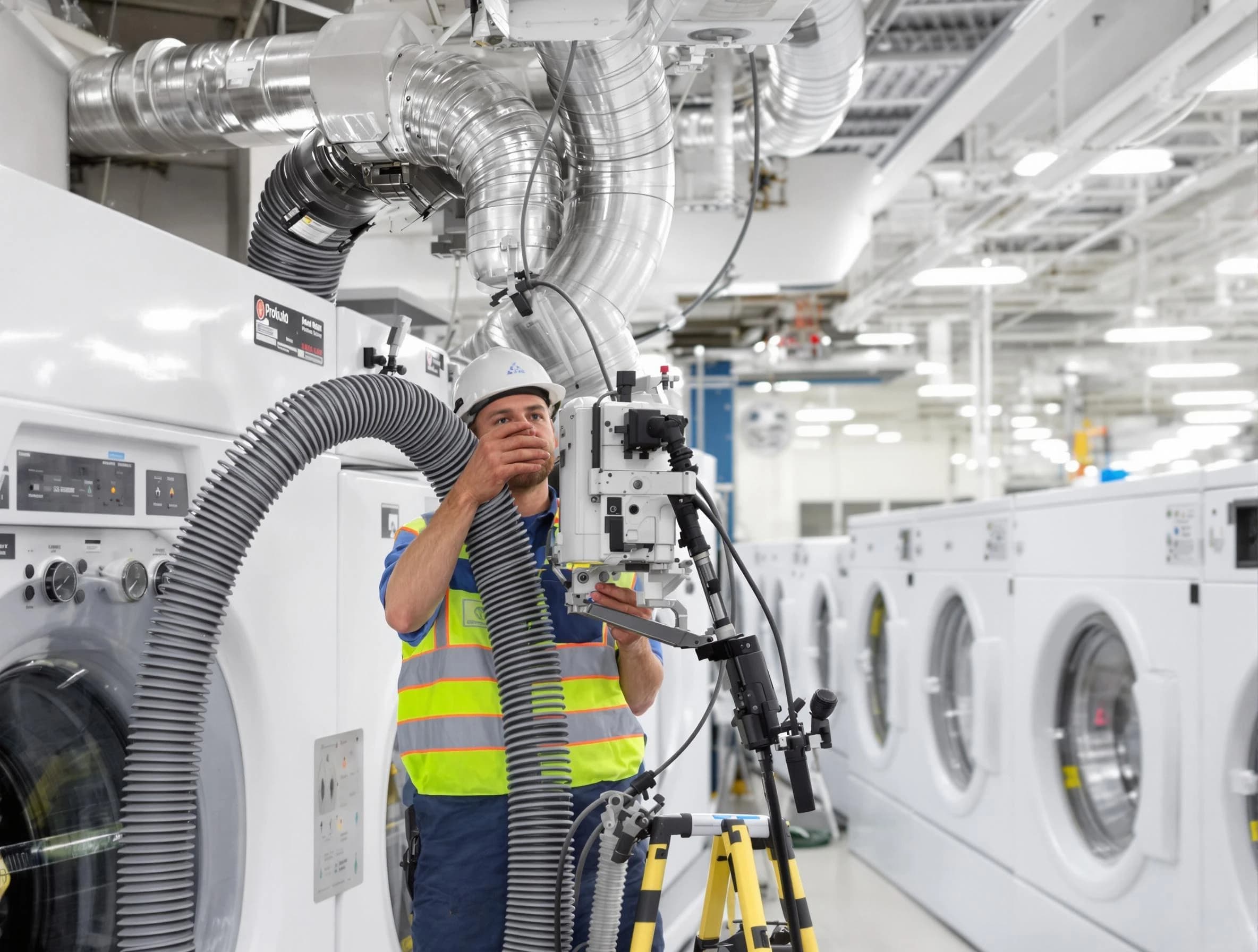 Conley Dryer Vent Cleaning team performing commercial-grade dryer vent cleaning at a business facility in Conley
