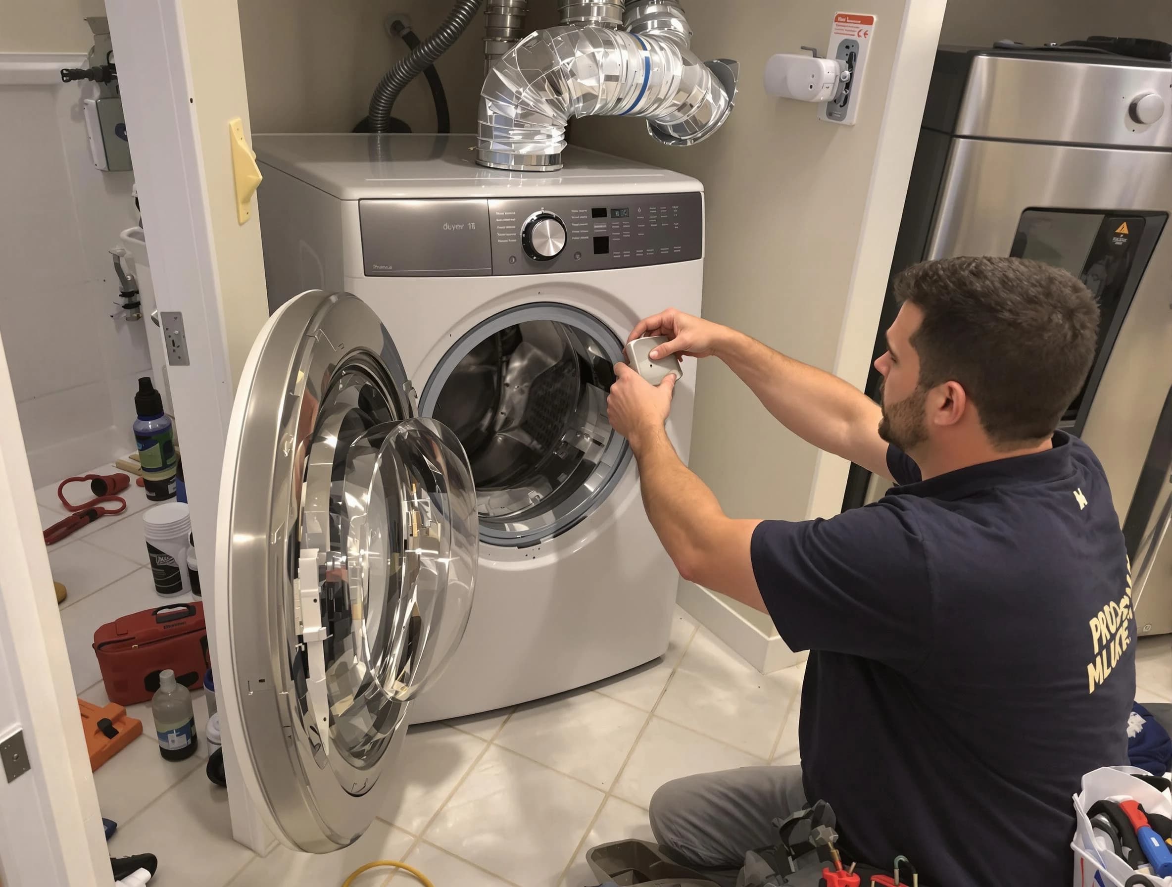 Conley Dryer Vent Cleaning technician performing precise dryer vent hose installation in Conley