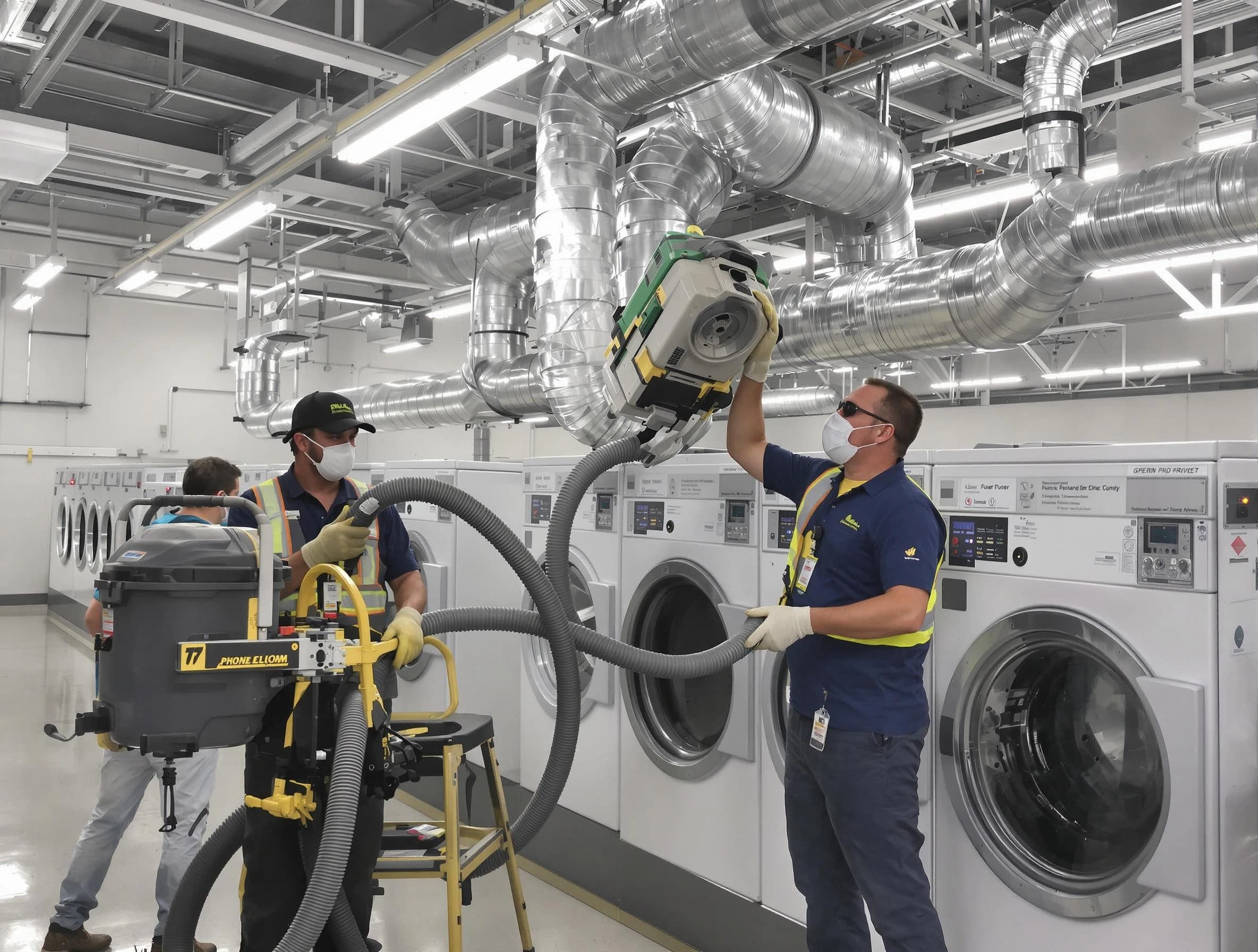 Conley Dryer Vent Cleaning team cleaning large-scale industrial dryer vent systems at a facility in Conley